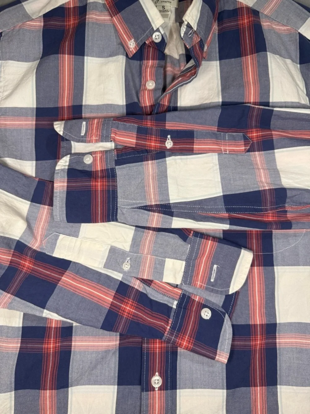 J.Crew Small Mens Plaid Button Down Shirt Slim Untucked Stretch Preppy Americana